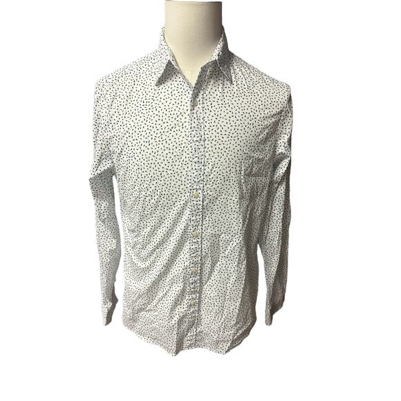 Michael Kors White Green Button Down Top Medium - Picture 1 of 3
